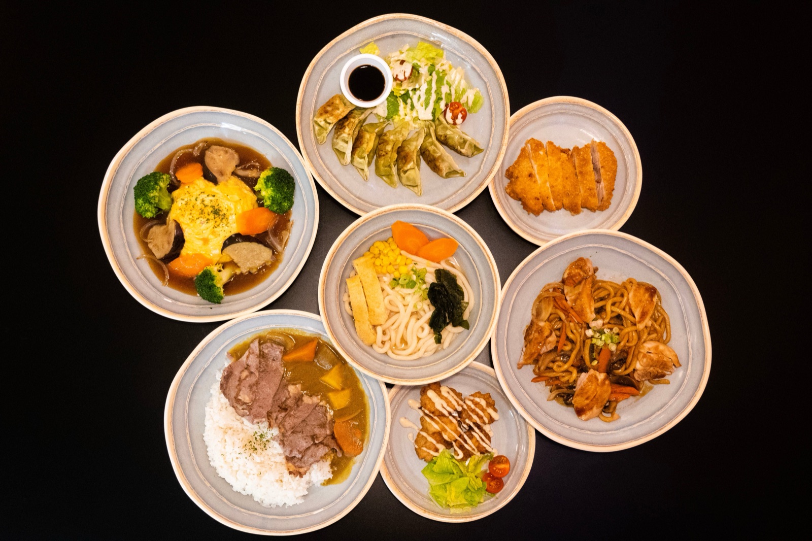 A spread of Yōshoku dishes at Cafe Tamago